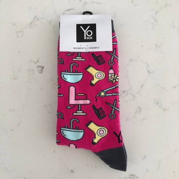YoSOX Cotton Polyester Hair Dresser Accessories Print Socks Multi Sz OS NWT - Picture 1 of 4